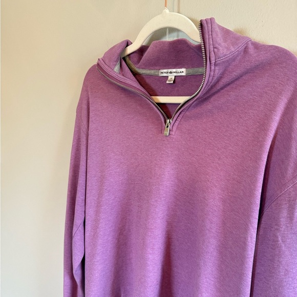 Peter Millar • Mens Purple 1/4 Zip Golf Pullover Sweater Med Cotton Blend Office - Picture 2 of 8